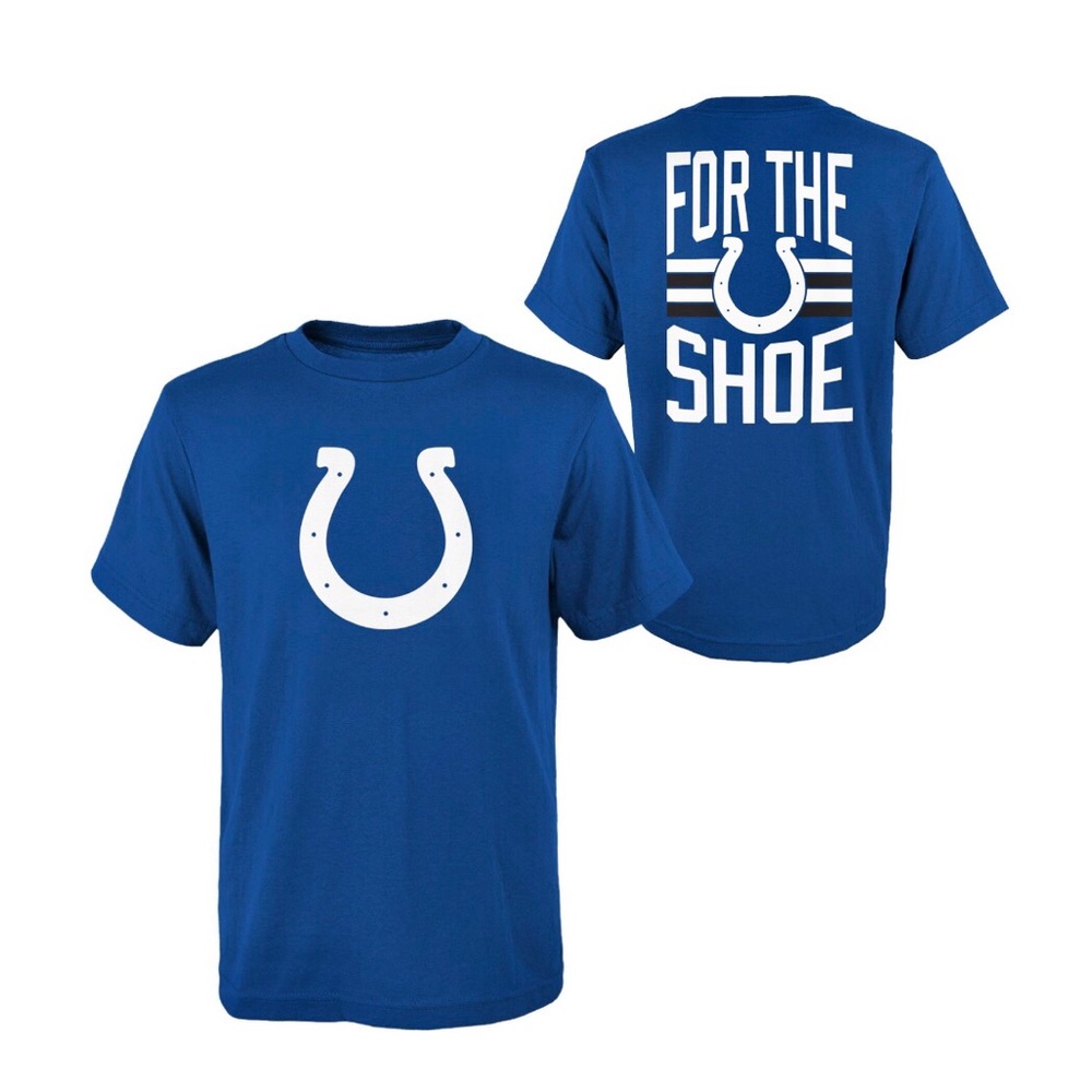 NEW NFL Indianapolis Colts T Shirt FOR THE SHOE Blue Medium 10-12 Youth Boy’s
